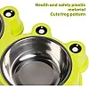 NA/Double Dog Cat Bowls Premium Stainless Steel Pet Bowls with No-Slip Stainless Steel Cute Modeling Pet Food Water for Feeder Dogs Cats Rabbit and Pets (Green)