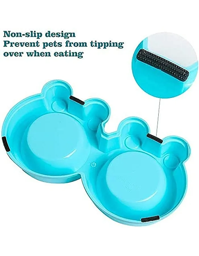 NA/HALAMODO Double Dog Cat Bowls Premium Stainless Steel Pet Bowls with No-Slip Stainless Steel Cute Modeling Pet Food Water for Feeder Dogs Cats Rabbit and Pets (Blue)