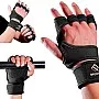 SportQ Padded Training Gloves with Silicone Support for Weight Lifting Gym Workout Half Finger Protection Strong Grip for Men and Women