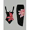 SHEIN-2pcs/Set Swim One-Piece Swimsuit With Cover-Up Skirt