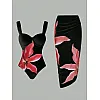 SHEIN-2pcs/Set Swim One-Piece Swimsuit With Cover-Up Skirt