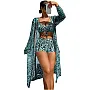 Women's Retro Two-Piece Swimsuit with Cover-Up Slimming One-Piece Swimsuit & Long UV Protection Beach Dress Tummy Control Padded Swimwear for Swimming Red Sea Vacations