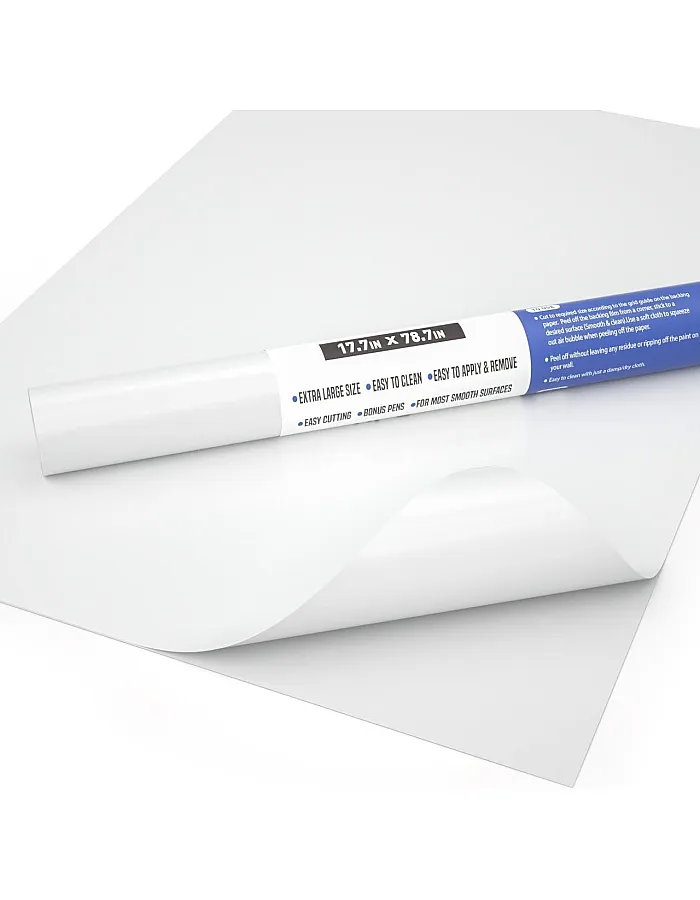 Dry Erase Whiteboard Sticker Wall Decal, 200 X 45 CM Self-Adhesive White Board Peel Stick Paper to Do List with one Color Water-Based Pen for School, Office, Home, Kids Drawing