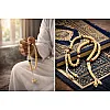 مسبحة صلاة اسلامية، خشب كريمي وبني، 33 خرزة مع شرابة، عداد الذكر الاسلامي