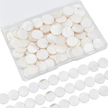 JAZZEEL White Shell Beads Set – 104 Pcs Flat Round 17mm Beads for Jewelry Making, DIY Crafts, Handmade Necklaces – Natural Disc Beads for Women, Christmas Gifts, Art Projects