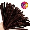 TOAOB THE ONE AND ONLY BABY 100pcs Pipe Cleaners Bulk Craft Supplies Brown Chenille Stems 6mm x 12 Inch Fuzzy Pipe Cleaners for DIY Art Crafts Decorations