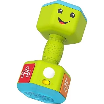 Learn Count & Curl Dumbbell - Educational Baby Rattle with Music, Lights, and Learning Songs - Fitness-Themed Sensory Toy for Infants & Toddlers