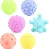 MOON Baby Learning Toy Balls – 6-Pack Soft Baby Textured Balls – Early Learning & Education Toys for Toddlers – Bumpy Spiky Stress Balls for Activity & Massage – Soothing Pastel Colors