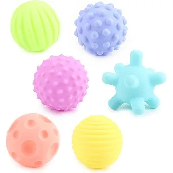 MOON Baby Learning Toy Balls – 6-Pack Soft Baby Textured Balls – Early Learning & Education Toys for Toddlers – Bumpy Spiky Stress Balls for Activity & Massage – Soothing Pastel Colors