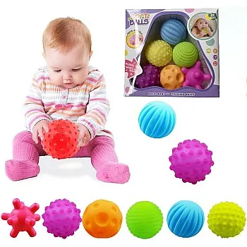 Mumoo Bear Baby Sensory Ball, Bath Water Toys Textured Squeeze Soft Balls Squeaks Baby Grasp Ball Great Variety Buddies BPA Free Developmental Newborn for Kids Babies Toddlers,(6 in 1 Kit)