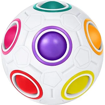 Magic Rainbow Ball, Fidget Ball Speed Cube Puzzle Ball Cube Brain Teasers Educational Toy For Kids & Adults, White