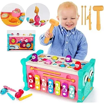 Soofam 8 in 1 Toddler Activity Cube, Baby Montessori Developmental Toy Fine Motor Skills,Educational Hammering Toys Sensory Fishing Games Xylophone Shape Sorter Busy Toy for 1-4 Year Old Boy Girl Gift
