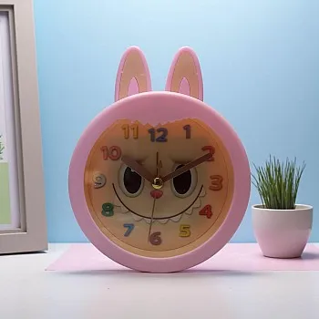 LOCKYBOY Kids Alarm Clock, Cartoon Rabbit Design, Clear Hands and Numbers (Pank)