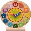 accessories shop Wood Education Clock With Different Shapes Numbers And Stand Simple Design Add More Funny For Children - Multicolor