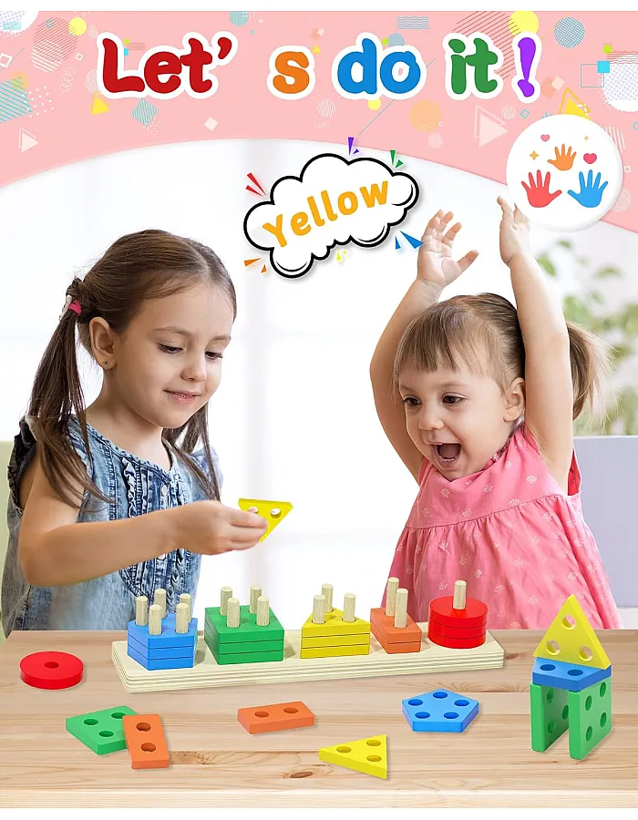 Yetonamr Montessori Toys for 1 2 3 Year Old Boys Girls Birthday Gifts Wooden Sensory Toys for Kids Age 2-4 Years Toddlers Toddlers Stocking Stuffers