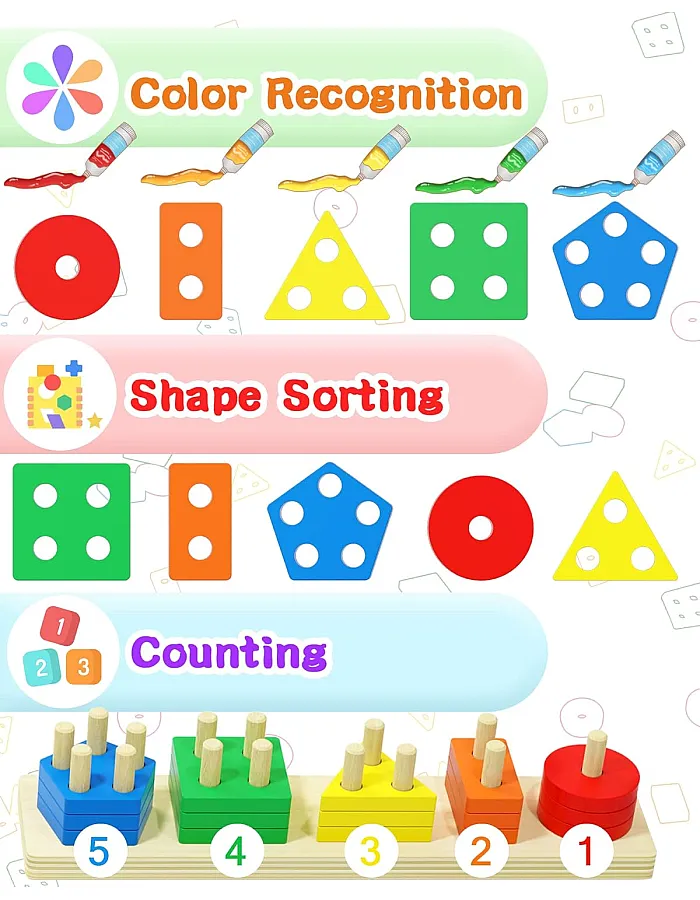 Yetonamr Montessori Toys for 1 2 3 Year Old Boys Girls Birthday Gifts Wooden Sensory Toys for Kids Age 2-4 Years Toddlers Toddlers Stocking Stuffers