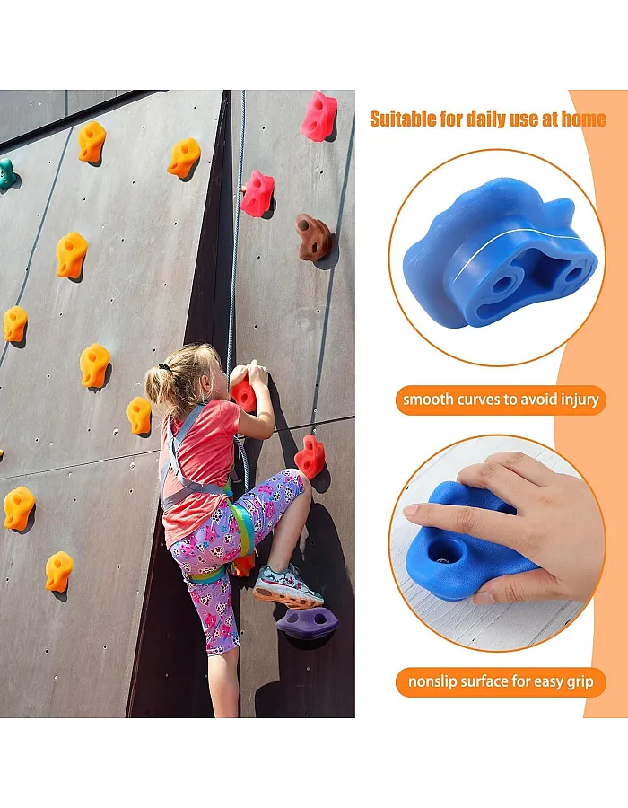 murabba 10pc Climbing Holds for Kids & Prise Escalade Enfant, Colourful Pig Nose Rock Wall Holds, Climbing Frames Set for Indoor Outdoor Playground PlaySet Building with