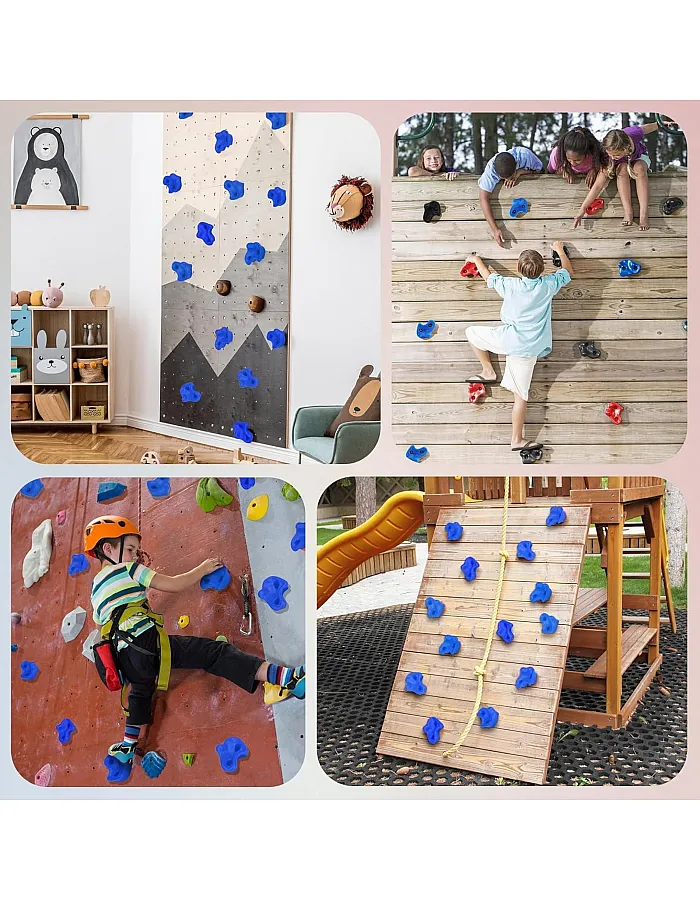 murabba 10pc Climbing Holds for Kids & Prise Escalade Enfant, Colourful Pig Nose Rock Wall Holds, Climbing Frames Set for Indoor Outdoor Playground PlaySet Building with
