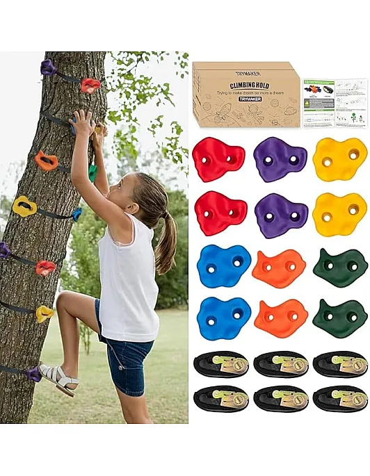 murabba 10pc Climbing Holds for Kids & Prise Escalade Enfant, Colourful Pig Nose Rock Wall Holds, Climbing Frames Set for Indoor Outdoor Playground PlaySet Building with