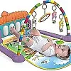 COOLBABY Large Play & Learn Infant Gym Toys Piano Activity - Baby Kick and Gym Play Mat Lay & Play 3 in 1 Fitness Music and Lights Fun Piano for 0-36 Months Girl Boy - Easy to Disassemble and Washable