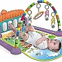 COOLBABY Large Play & Learn Infant Gym Toys Piano Activity - Baby Kick and Gym Play Mat Lay & Play 3 in 1 Fitness Music and Lights Fun Piano for 0-36 Months Girl Boy - Easy to Disassemble and Washable
