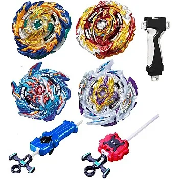 4 Pcs Gyros Bey Battle Set, Burst Battling Tops, Launchers & Stickers Set, Kids Boys Birthday Christmas Party Gift Idea