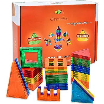 Gemmicc Magnetic Tiles Building Blocks, Magnet Toys for Kids, STEM Approved Educational Toys,3D Magnet Puzzles Stacking Blocks for Boys Girls,73 PCS Classic Set