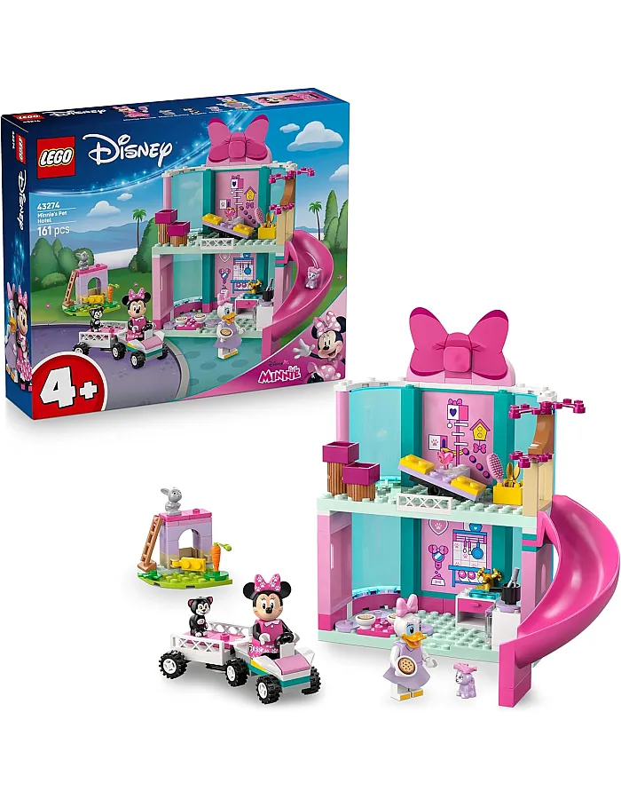 LEGO ǀ Disney Minnie’s Pet Hotel Building Toy with Minnie Mouse & Daisy Duck Mini Dolls, plus 3 Animal Figures - Gift for 4+ Year Old Girls & Mickey Mouse Clubhouse Fans - 43274