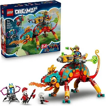 LEGO DREAMZzz 2in1 Mateo's Fire Chameleon - Fantasy Animal Figure Transforms into a Toy Jet & Mech, or a Guardian - Building Set for 7+ Year Old Boys & Girls incl. 2 Minifigures - Gift Idea - 71492