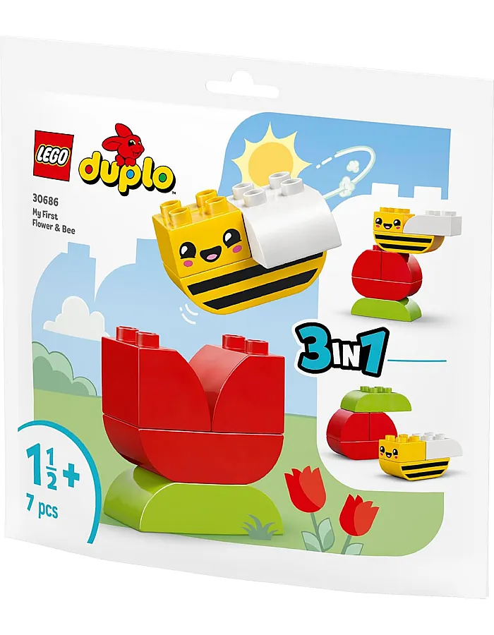 LEGO DUPLO My First Flower & Bee Building Set 30586, 3-in-1 Preschool Toy, 7 Pieces, Ages 1.5+