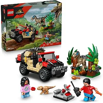 LEGO Jurassic World Raptor Off-Road Escape Dinosaur Toy - incl. 2 Dino Figures, Off-Road Car Toy & 2 Minifigures - Gift for 6+ Year Old Boys, Girls & Rebirth Movie Fans - 76972