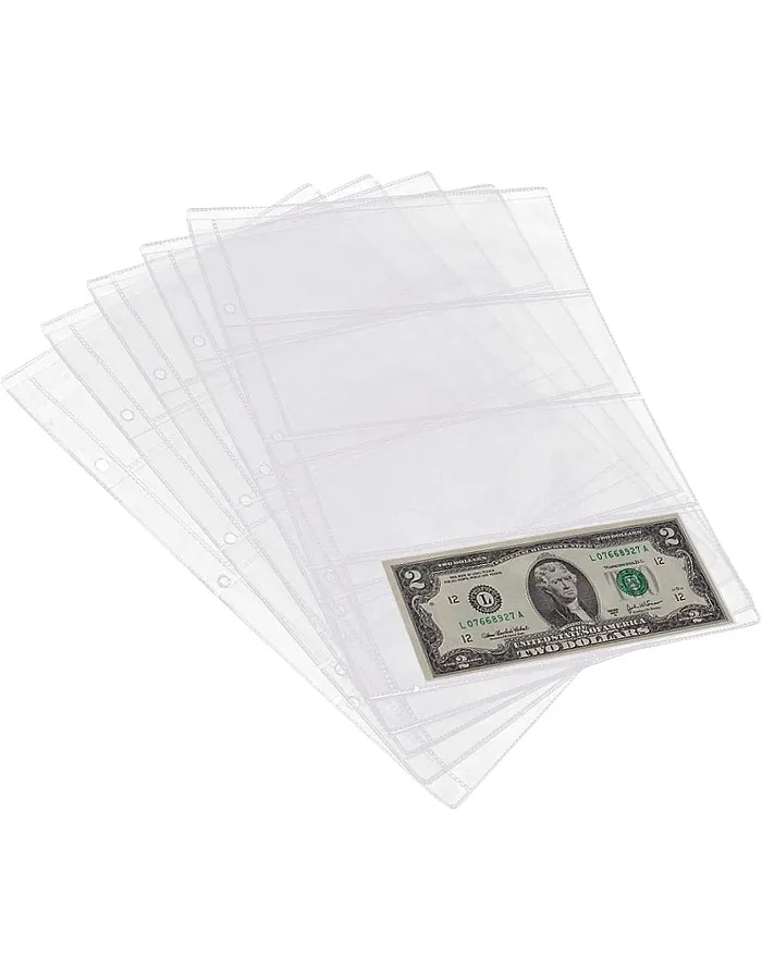 10 Pieces Binder Pages, Money Album Pages, Collecting Binder Pockets with 4 Holes Free Paper