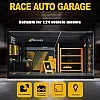 1/24 Garage Scene Model,Car Display Case Diecast Diorama Garage Miniature Scene Parking Lot PVC Assembly with Light Parking Space Model Display Frame Toy Display Box