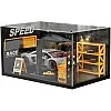 1/24 Garage Scene Model,Car Display Case Diecast Diorama Garage Miniature Scene Parking Lot PVC Assembly with Light Parking Space Model Display Frame Toy Display Box