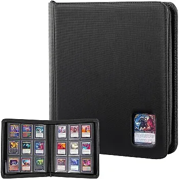 ProCase Toploader Card Folder, Fits 324 9-Pocket Top Loaders, Trading Card or Sport Card Folder, Compatible with TCG and MTG in 3 x 4 Inch Top Loaders, Black