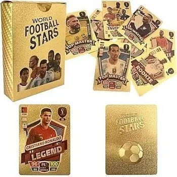 Champions League Football Collector Cards – 55 PCS Unofficial Trading Card Pack for Kids & Fans | Soccer Cards for Boys, Girls, Gifting (Football Gold)