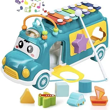 Interactive Music Bus - Safe, Non-Toxic Toy with Multi-Sensory Features for Babies, Designed to Boost Cognitive and Auditory Development