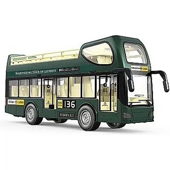 London Double Decker Bus, Miniature Model with Sound and Light, 32.0x10.0x18.3cm, No.136, Tourist Toy
