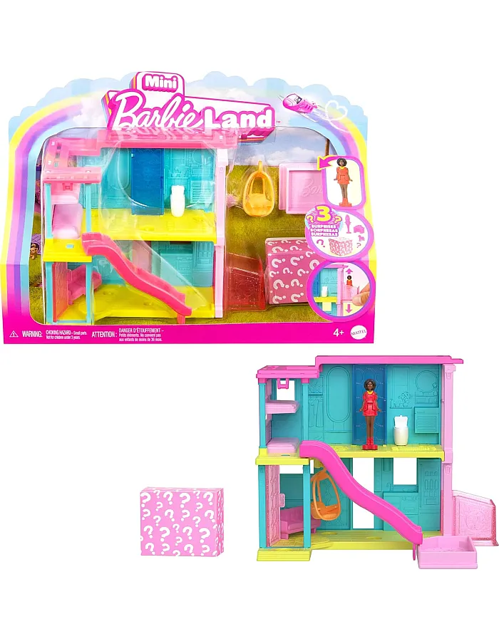 Barbie Mini BarbieLand Doll House Sets, Mini Dreamhouse with Surprise 1.5-inch Doll, Furniture & Accessories, Plus Elevator & Pool