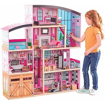 Kidkraft Shimmer Mansion Wooden Dollhouse For 12-Inch Dolls With Lights & Sounds 123 * 35 * 136.5 cm- 65949, 3+
