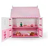 Rosebud House Classic Wooden Dolls Home with Dolls & Furniture, Pink, 9x14x1 cm, Plastic