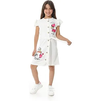 Red Circle Girls Front Printed Dress Front Printed Dress