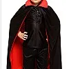 Wonka THTMS Unisex Cosplay Christmas Halloween Witch Party Reversible Hooded Adult and Kids Vampires Cape Cloak（Dual-Layer,Black and red ） (M, Stand Collar)