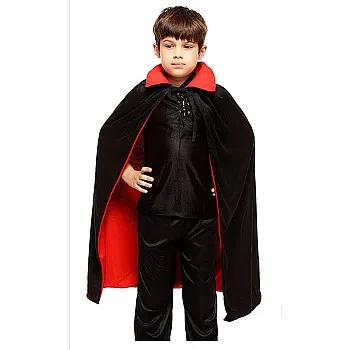 Wonka THTMS Unisex Cosplay Christmas Halloween Witch Party Reversible Hooded Adult and Kids Vampires Cape Cloak（Dual-Layer,Black and red ） (M, Stand Collar)