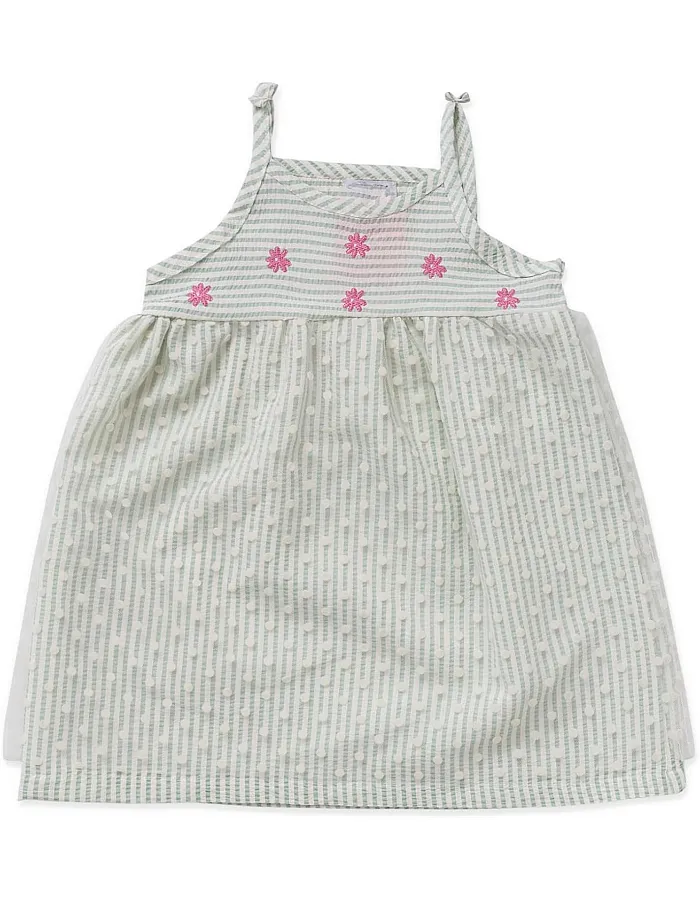 lovely land baby-girls stripped dress with flower decoration Casual Dress