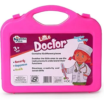 Generic Doctor Pretend Play Set for Kids with Foldable Suitcase, Compact Medical Accessories, Game Toy Kit for 3 + Years Boys and Girls (Pink)