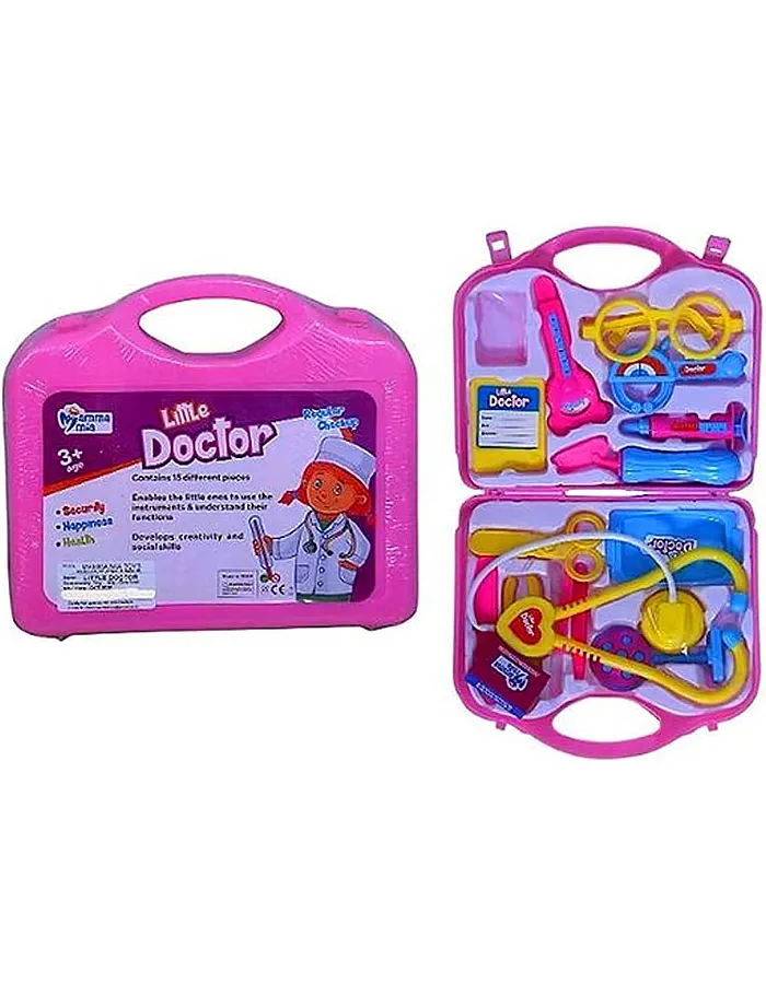 Generic Doctor Pretend Play Set for Kids with Foldable Suitcase, Compact Medical Accessories, Game Toy Kit for 3 + Years Boys and Girls (Pink)