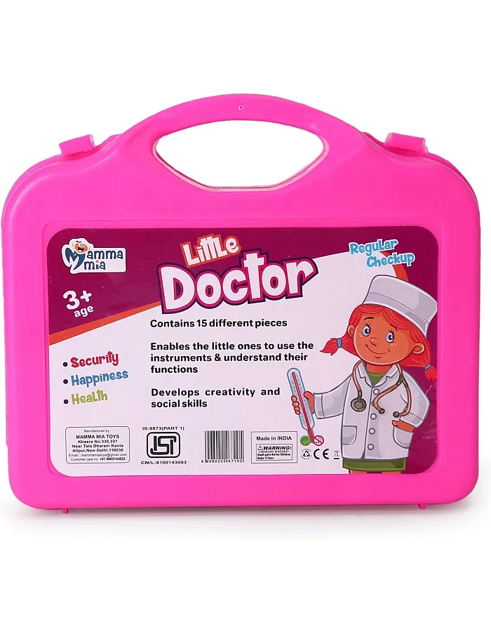 Generic Doctor Pretend Play Set for Kids with Foldable Suitcase, Compact Medical Accessories, Game Toy Kit for 3 + Years Boys and Girls (Pink)