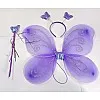 KIDSZONE Butterfly Fairy Angel Wing, Wand And Headband Set,Costume For Girls Kids Angel For Butterfly Wings- Set Of 3,Satin (Pink)