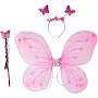 KIDSZONE Butterfly Fairy Angel Wing, Wand And Headband Set,Costume For Girls Kids Angel For Butterfly Wings- Set Of 3,Satin (Pink)